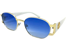 Classic Vintage Retro Hip Hop Style SUNGLASSES Oval White & Gold Metal Frame 5527