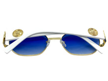 Classic Vintage Retro Hip Hop Style SUNGLASSES Oval White & Gold Metal Frame 5527