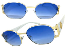Classic Vintage Retro Hip Hop Style SUNGLASSES Oval White & Gold Metal Frame 5527