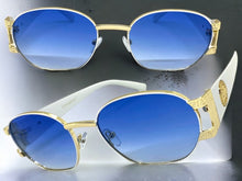 Classic Vintage Retro Hip Hop Style SUNGLASSES Oval White & Gold Metal Frame 5527