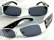 Classic Modern Retro Hip Hop Style SUNGLASSES Square Silver & Black Frame 1602