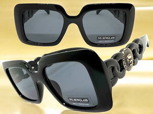 Classic Vintage Retro Luxury Hip Hop Style SUNGLASSES Square Black Frame 8263
