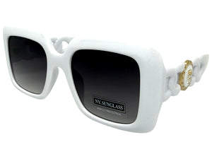 Classic Vintage Retro Luxury Hip Hop Style SUNGLASSES Square White Frame 8263