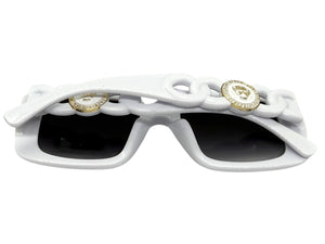 Classic Vintage Retro Luxury Hip Hop Style SUNGLASSES Square White Frame 8263