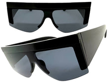 Oversized Classic Modern Retro Shield Style SUNGLASSES Large Thick Black Frame 9099