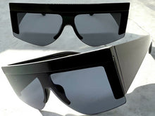 Oversized Classic Modern Retro Shield Style SUNGLASSES Large Thick Black Frame 9099
