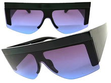 Oversized Classic Modern Retro Shield Style SUNGLASSES Large Thick Black Frame 9099