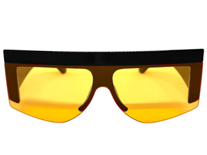 Oversized Classic Modern Retro Shield Style SUNGLASSES Large Thick Black Frame 9099