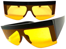 Oversized Classic Modern Retro Shield Style SUNGLASSES Large Thick Black Frame 9099