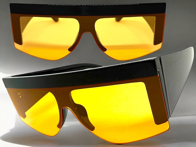 Oversized Classic Modern Retro Shield Style SUNGLASSES Large Thick Black Frame 9099