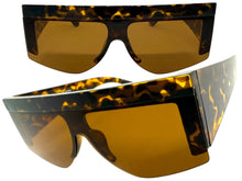 Oversized Classic Modern Retro Shield Style SUNGLASSES Large Thick Tortoise Frame 9099