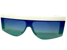 Oversized Classic Modern Retro Shield Style SUNGLASSES Large Thick White Frame 9099