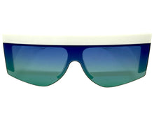 Oversized Classic Modern Retro Shield Style SUNGLASSES Large Thick White Frame 9099