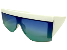 Oversized Classic Modern Retro Shield Style SUNGLASSES Large Thick White Frame 9099