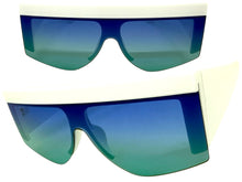 Oversized Classic Modern Retro Shield Style SUNGLASSES Large Thick White Frame 9099