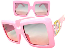 Oversized Exaggerated Classic Vintage Retro Style SUNGLASSES Large Thick Pink Frame E1620