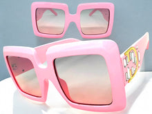 Oversized Exaggerated Classic Vintage Retro Style SUNGLASSES Large Thick Pink Frame E1620