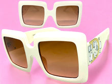 Oversized Exaggerated Classic Vintage Retro Style SUNGLASSES Large Thick Cream Frame E1620