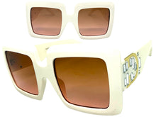 Oversized Exaggerated Classic Vintage Retro Style SUNGLASSES Large Thick Cream Frame E1620