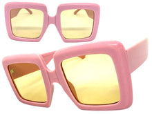Oversized Exaggerated Vintage Retro Style SUNGLASSES Large Thick Pink Frame E1957