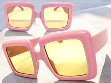 Oversized Exaggerated Vintage Retro Style SUNGLASSES Large Thick Pink Frame E1957