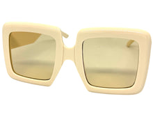 Oversized Exaggerated Vintage Retro Style SUNGLASSES Large Thick Cream Frame E1957