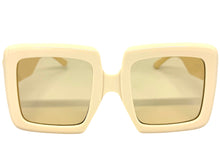 Oversized Exaggerated Vintage Retro Style SUNGLASSES Large Thick Cream Frame E1957