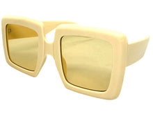 Oversized Exaggerated Vintage Retro Style SUNGLASSES Large Thick Cream Frame E1957