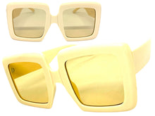 Oversized Exaggerated Vintage Retro Style SUNGLASSES Large Thick Cream Frame E1957