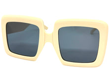 Oversized Exaggerated Vintage Retro Style SUNGLASSES Large Thick Cream Frame E1957