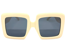 Oversized Exaggerated Vintage Retro Style SUNGLASSES Large Thick Cream Frame E1957