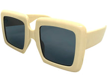Oversized Exaggerated Vintage Retro Style SUNGLASSES Large Thick Cream Frame E1957