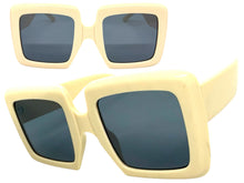 Oversized Exaggerated Vintage Retro Style SUNGLASSES Large Thick Cream Frame E1957