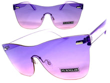 Classic Modern Retro Shield Style SUNGLASSES Rimless Purple Frame 1190