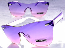 Classic Modern Retro Shield Style SUNGLASSES Rimless Purple Frame 1190