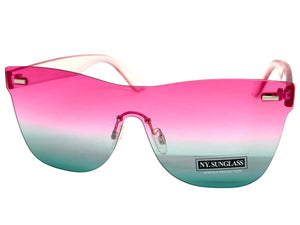 Classic Modern Retro Shield Style SUNGLASSES Rimless Pink Frame 1190