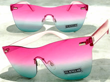 Classic Modern Retro Shield Style SUNGLASSES Rimless Pink Frame 1190