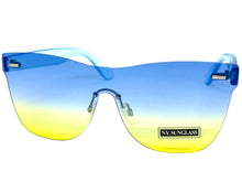 Classic Modern Retro Shield Style SUNGLASSES Rimless Blue Frame 1190