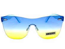 Classic Modern Retro Shield Style SUNGLASSES Rimless Blue Frame 1190