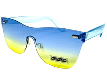 Classic Modern Retro Shield Style SUNGLASSES Rimless Blue Frame 1190