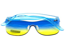 Classic Modern Retro Shield Style SUNGLASSES Rimless Blue Frame 1190
