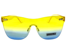 Classic Modern Retro Shield Style SUNGLASSES Rimless Yellow Frame 1190