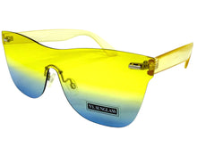 Classic Modern Retro Shield Style SUNGLASSES Rimless Yellow Frame 1190