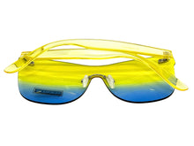 Classic Modern Retro Shield Style SUNGLASSES Rimless Yellow Frame 1190
