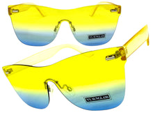 Classic Modern Retro Shield Style SUNGLASSES Rimless Yellow Frame 1190