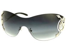 Oversized Classy Elegant Modern Shield Style SUNGLASSES Large Silver Frame 27650
