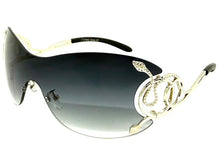 Oversized Classy Elegant Modern Shield Style SUNGLASSES Large Silver Frame 27650