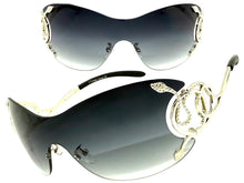 Oversized Classy Elegant Modern Shield Style SUNGLASSES Large Silver Frame 27650