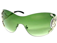 Oversized Classy Elegant Modern Shield Style SUNGLASSES Large Silver Frame 27650