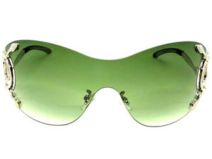 Oversized Classy Elegant Modern Shield Style SUNGLASSES Large Silver Frame 27650